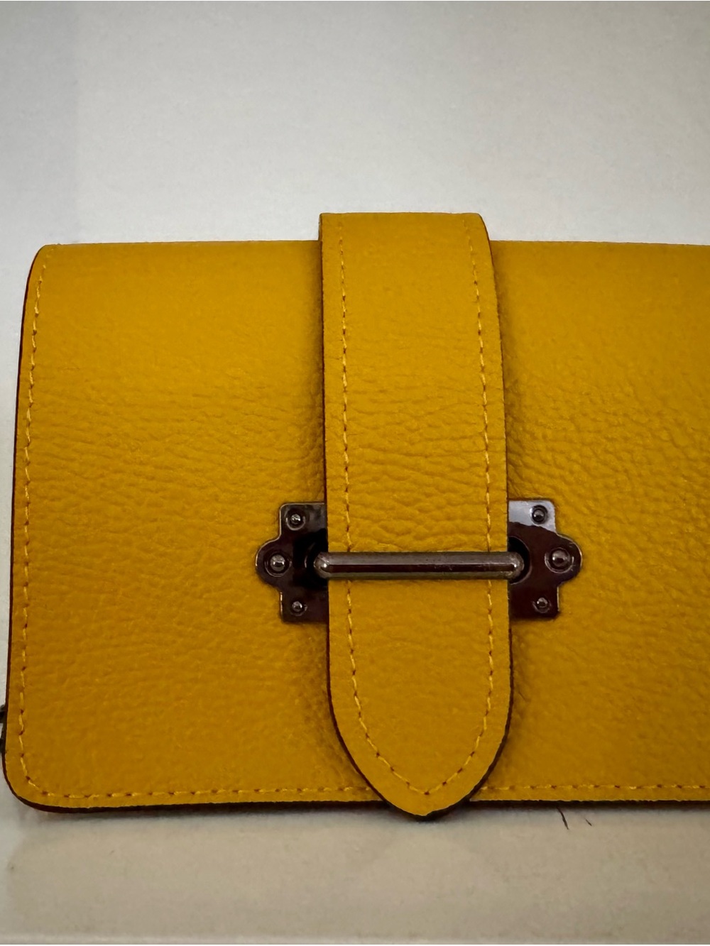 Yellow Leather Crossbody Wallet Bag - Sleek Everyday Style